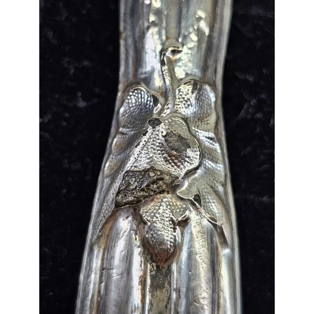 Butter Spreader Sterling Silver Handle Floral Art Nouveau Antique Silver